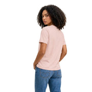 Calvin Klein Jeans T-shirt à manches courtes en coton rose poudré pour femme, avec un col rond.