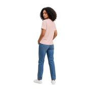 T-shirt rose à manches courtes en coton Calvin Klein Jeans pour femme, dos dévoilant un logo discret.