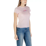 Calvin Klein pink short-sleeve women’s t-shirt with embroidered logo