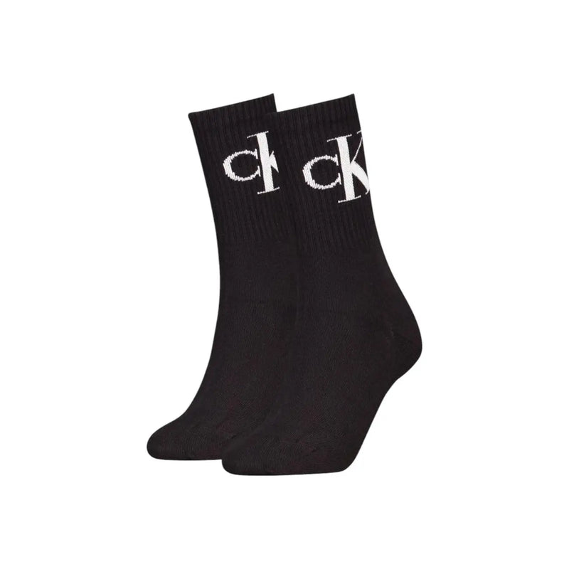 Chaussettes basses noires Calvin Klein Jeans pour femme, en mélange de coton, avec logo CK blanc sur le bord-côte.