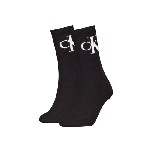 Chaussettes basses noires Calvin Klein Jeans pour femme, en mélange de coton, avec logo CK blanc sur le bord-côte.