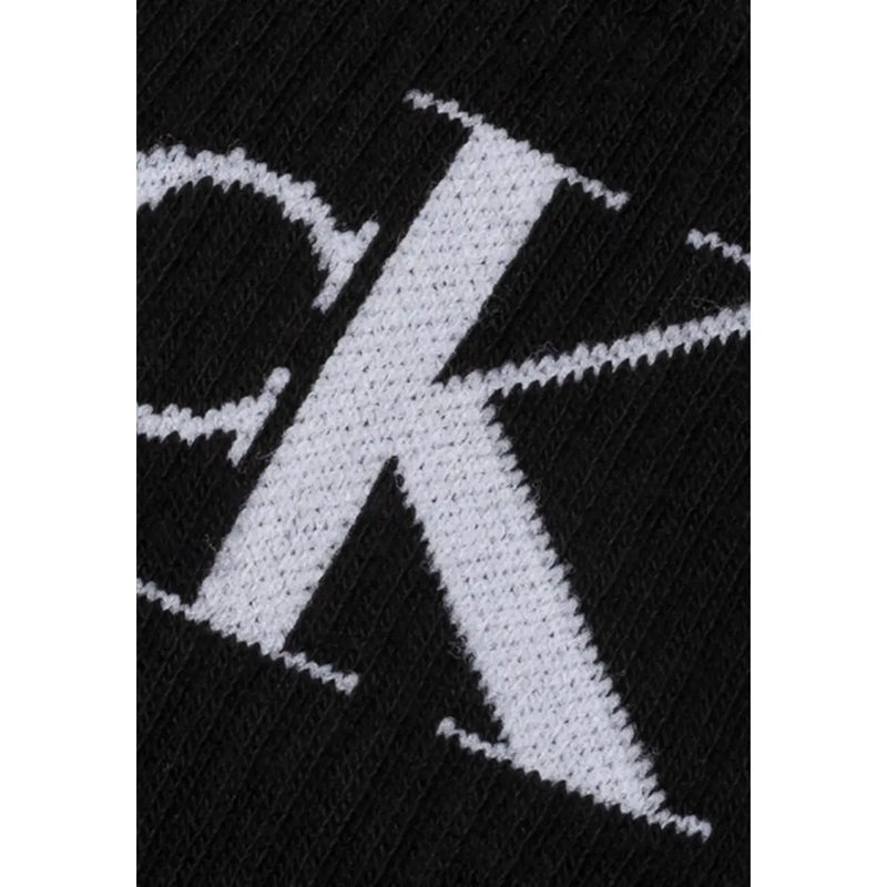 Noir Calvin Klein chaussettes en jean pour femme, sous-vêtements, en mélange de coton, avec logo CK blanc audacieux tricoté sur le devant.