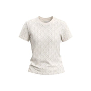 Calvin Klein Jeans T-shirt blanc en coton pour femme, manches courtes crème et motif géométrique gris clair discret