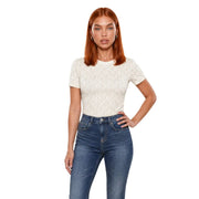 T-shirt en coton à manches courtes couleur crème avec un motif géométrique discret de Calvin Klein Jeans collection femme