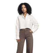 Calvin klein jeans women white cotton long sleeve cropped button-up shirt with chest pocket