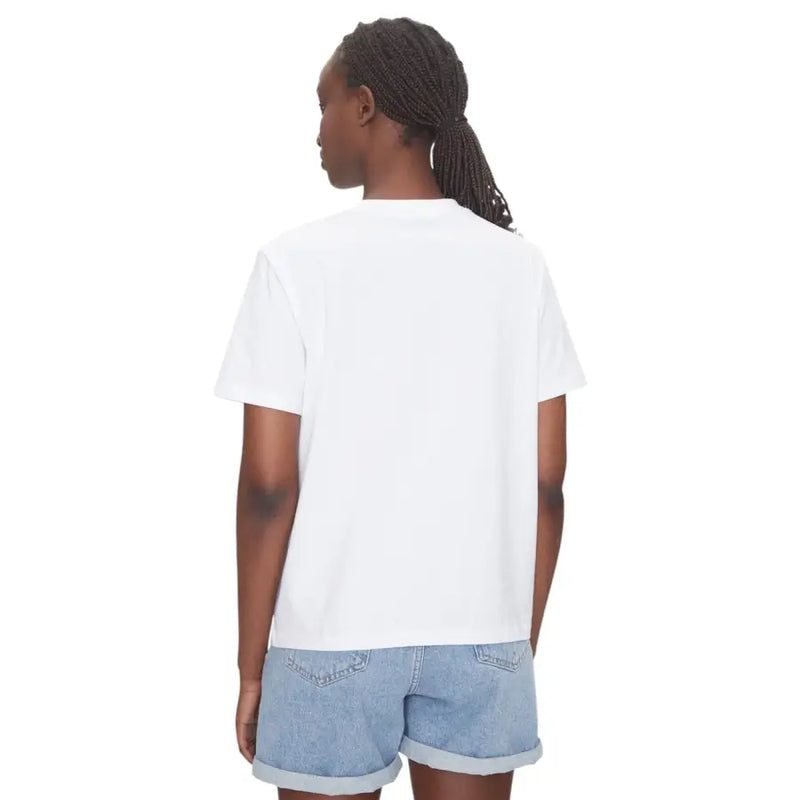 Calvin klein jeans women white cotton round neck short sleeve t shirt with simple crew neck design