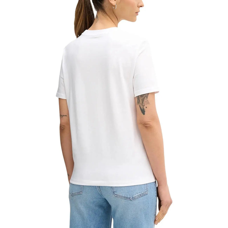 Calvin klein jeans women white cotton t shirt with simple crew neck and short sleeves