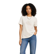 Coton couleur crème Calvin Klein Jeans T-shirt femme avec logo CK métallisé et col rond