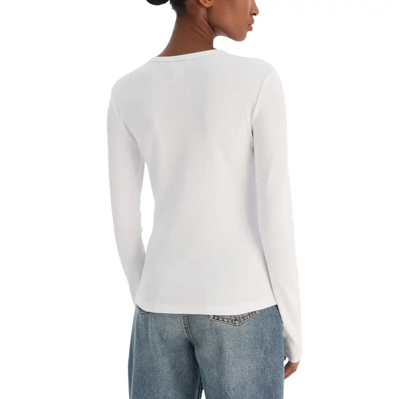 Calvin Klein Jeans women white ribbed long-sleeve knitwear top made from soft fabric for casual wear