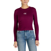 Calvin Klein Jeans crop top bordeaux à manches longues top avec le logo CK blanc