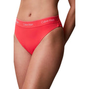 Bright coral calvin klein jeans women white nylon brazilian bikini bottom with elastic waistband and white logo