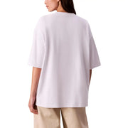 Calvin Klein Jeans women white oversized soft cotton t shirt with relaxed fit and short sleeves for casual wear