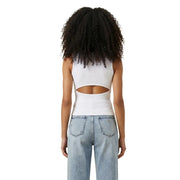 Calvin Klein Jeans crop top blanc sans manches à col rond pour femme top confectionné en coton avec découpe au dos