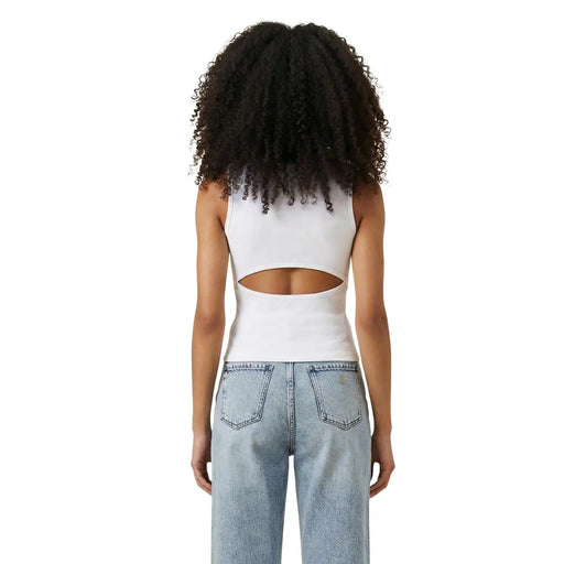 Calvin Klein Jeans crop top blanc sans manches à col rond pour femme top confectionné en coton avec découpe au dos