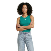Calvin Klein jean femme blanc sans manches col rond top Ce débardeur turquoise arbore un petit logo blanc sur la poitrine.