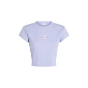 Lilac cropped t-shirt with logo, part of Calvin Klein Jeans Women’s collection