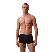 Calvin Klein men black cotton boxer briefs with silver waistband featuring the brand logo in a 3 pack set