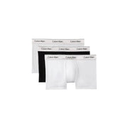 Calvin Klein men black and white cotton briefs with elastic waistband featuring brand name print in a 3 pack