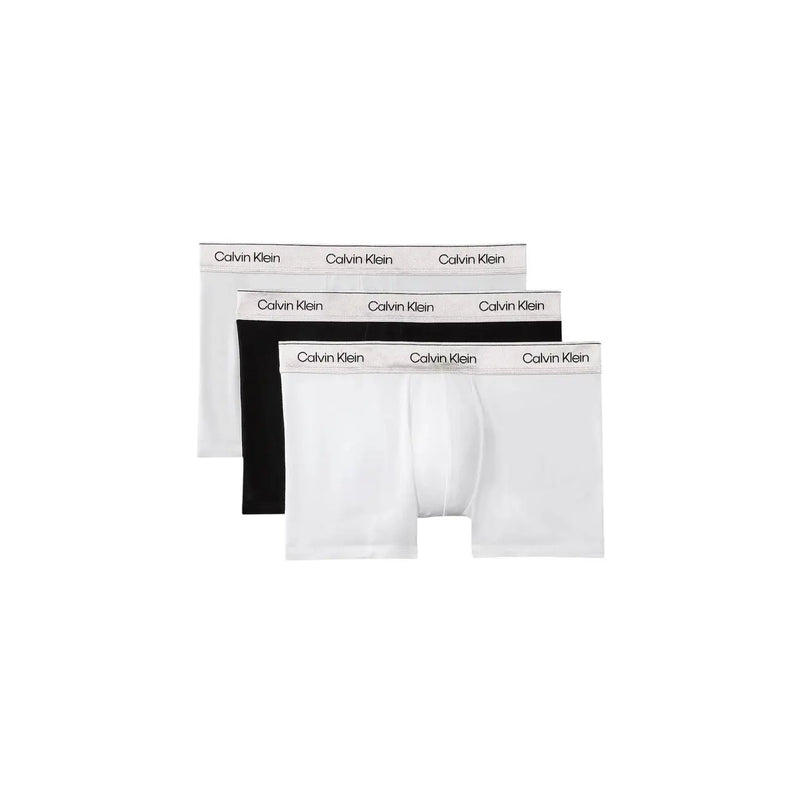 Calvin Klein men black and white cotton briefs with elastic waistband featuring brand name print in a 3 pack