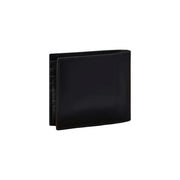 Calvin Klein men black leather wallet with smooth glossy finish and subtle stitching measuring 11 x 9.5 cm