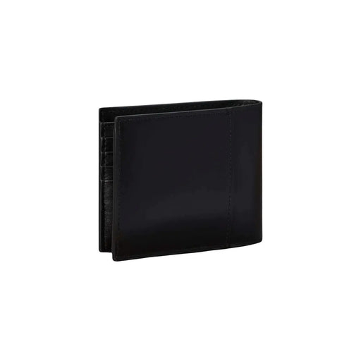 Calvin Klein Portefeuille homme en cuir noir, finition lisse et brillante, coutures discrètes, dimensions : 11 x 9,5 cm
