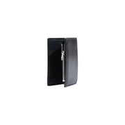 Calvin Klein men black leather wallet with a silver zipper and zip pocket for secure storage