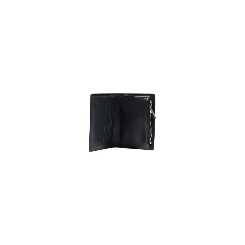 Calvin Klein men black leather wallet with silver zipper and multiple card slots for organized storage