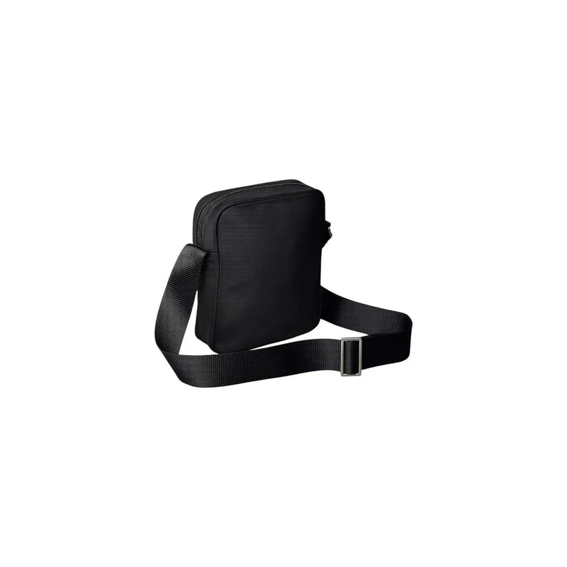 Calvin Klein Sac bandoulière homme en nylon noir avec boucle argentée et bandoulière côtelée 16 x 20 x 6 cm