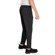 Calvin klein men black polyester viscose blend winter trousers with sleek tapered fit and multiple cargo pockets