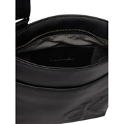 Sac bandoulière Calvin Klein pour homme, en polyuréthane noir, avec logo en relief et intérieur zippé.