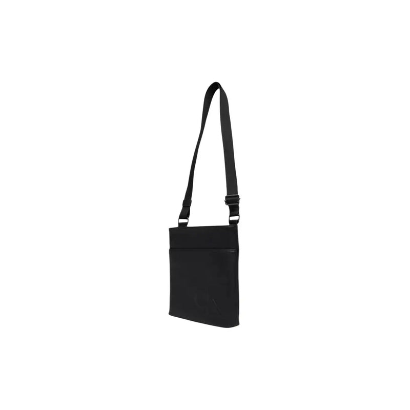 Calvin Klein Sac bandoulière homme en polyuréthane noir, design minimaliste et élégant, bandoulière réglable, 19 x 21 x 4 cm