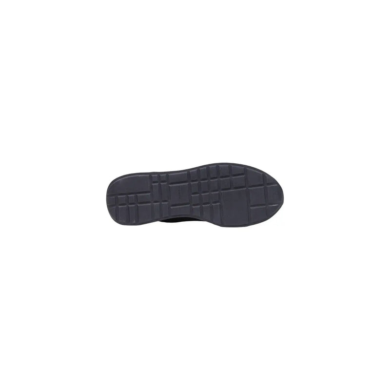 Calvin klein men black textile sneakers with black rubber sole featuring a grid-like tread pattern