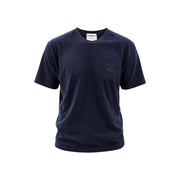 Calvin Klein T-shirt homme bleu en coton, col rond, manches courtes bleu marine foncé et logo CK discrètement brodé sur la poitrine