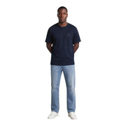 bleu marine Calvin Klein T-shirt homme en coton, col rond et logo brodé discret sur la poitrine gauche