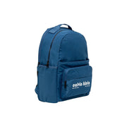 Calvin Klein Sac à dos bleu pour homme avec logo blanc, fermetures éclair noires et multiples poches, dimensions : 32 x 46 x 13 cm