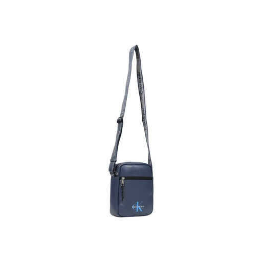 bleu foncé Calvin Klein Sac bandoulière homme en toile avec logo audacieux et bandoulière assortie ornée d'un logo bleu clair, largeur 18 cm.