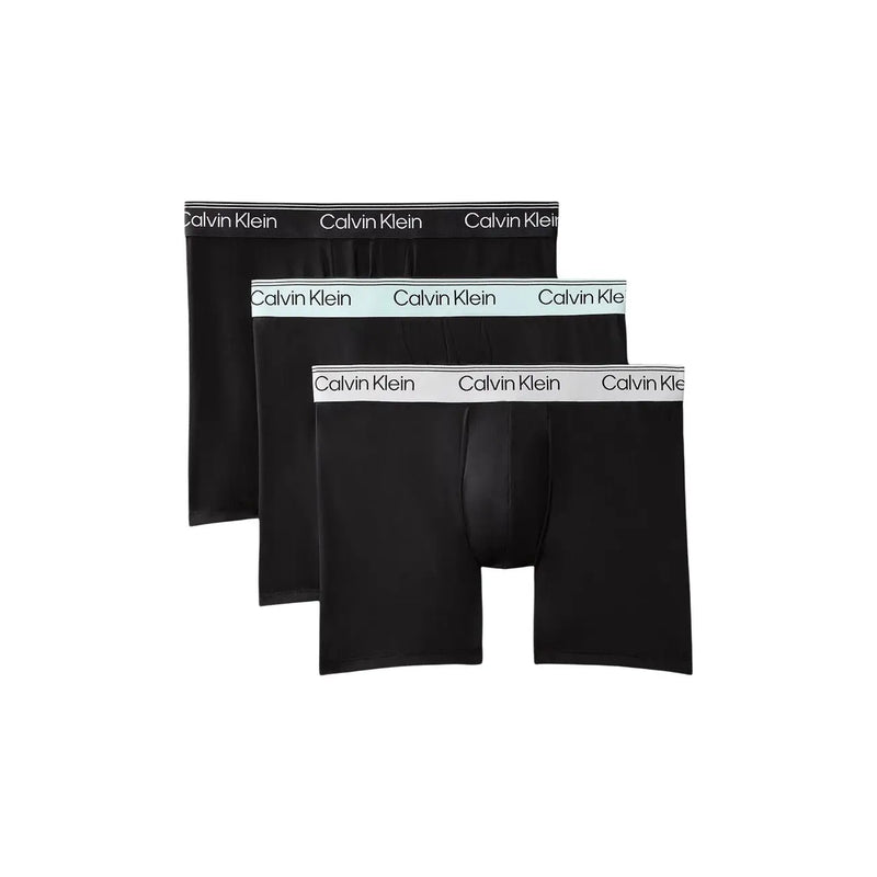 Noir Calvin Klein Boxer pour homme avec tissu en coton stretch et ceinture blanche avec lettres logo noires