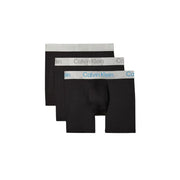 Boxer Calvin Klein pour homme en coton stretch noir avec ceintures bleu clair et gris dans un lot de 3