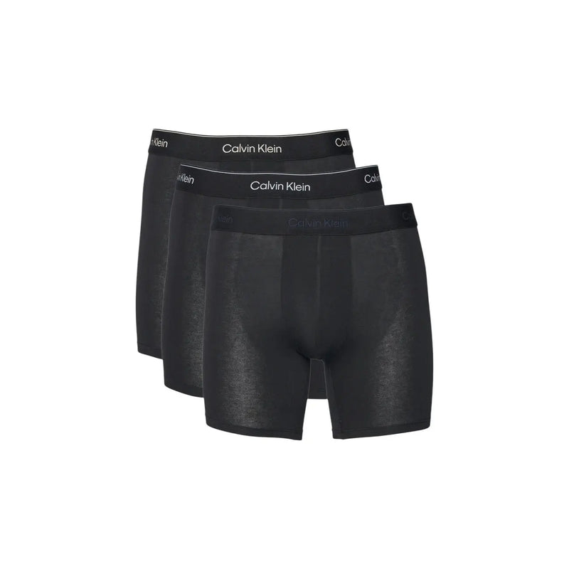 Boxers calvin klein noirs pour hommes en coton stretch avec tissu texturé et ceinture griffée en lot de 3