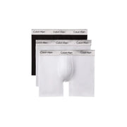 Lot de trois boxers Calvin Klein pour hommes en coton stretch noir et blanc avec taille élastique griffée