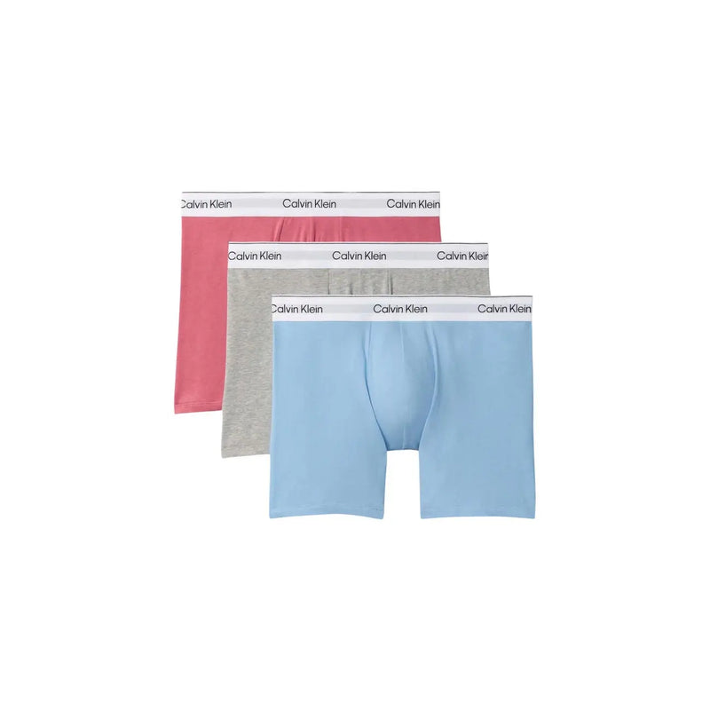 Calvin Klein lot de trois boxers pour hommes en tissu stretch rose gris chiné et bleu clair