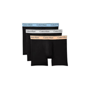 Calvin Klein lot de 3 boxers en coton stretch noir pour hommes avec ceintures élastiques dans les couleurs bleu clair, blanc et pêche