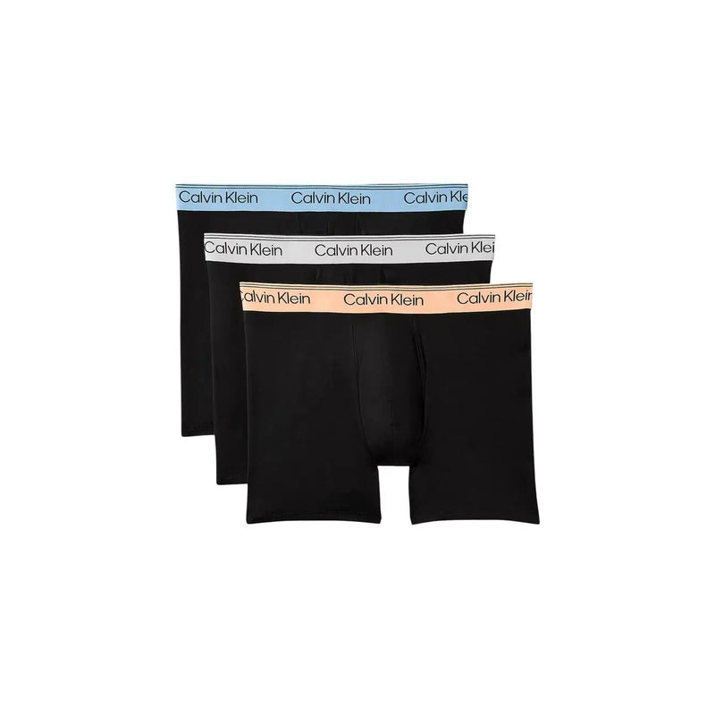 Calvin Klein lot de 3 boxers en coton stretch noir pour hommes avec ceintures élastiques dans les couleurs bleu clair, blanc et pêche