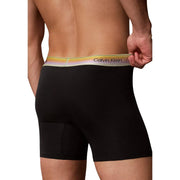 Black Calvin Klein men boxer briefs made of cotton stretch with a rainbow-striped elastic waistband