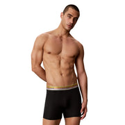 Black Calvin Klein men boxer briefs in cotton stretch with a colorful elastic waistband featuring the logo