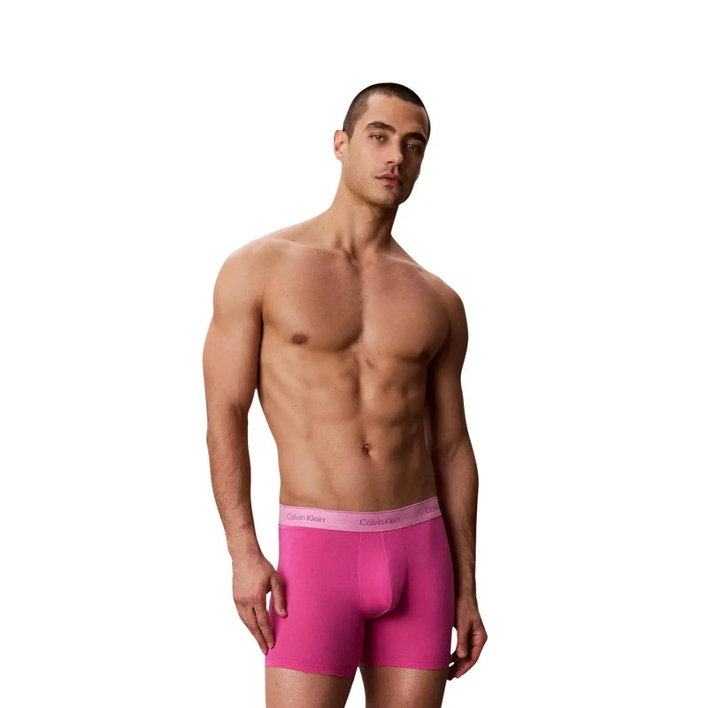 Bright pink Calvin Klein men boxer briefs in cotton with matching logo waistband from 5 pack set