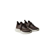 Calvin Klein Baskets montantes marron pour homme, 100 % polyester, avec empiècements en mesh et cuir synthétique marron foncé et semelle en caoutchouc blanc.