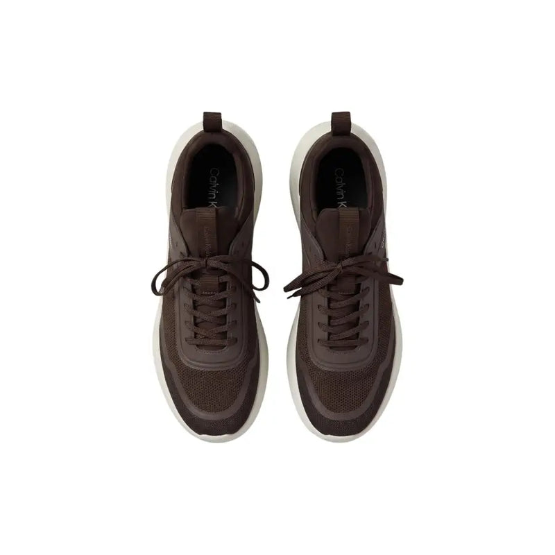 Baskets montantes marron Calvin Klein pour homme, avec tige en mesh et semelle en caoutchouc blanc 100 % polyester.