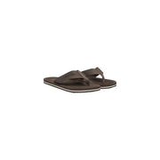 Calvin Klein Tongs marron pour homme en polyester avec bride texturée et bordure blanche le long de la semelle