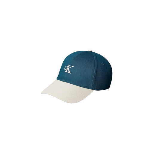 Calvin Klein Casquette homme verte bicolore turquoise et blanc cassé, 100 % coton, avec logo CK brodé blanc sur le devant